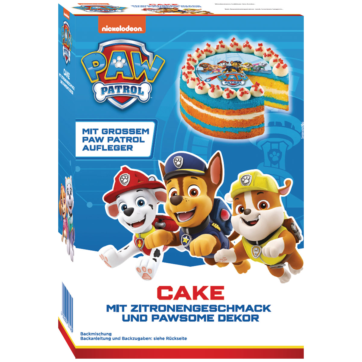 PAW PATROL Cake mit Zitronengeschmack und Pawsome Dekor Backmischung 307g