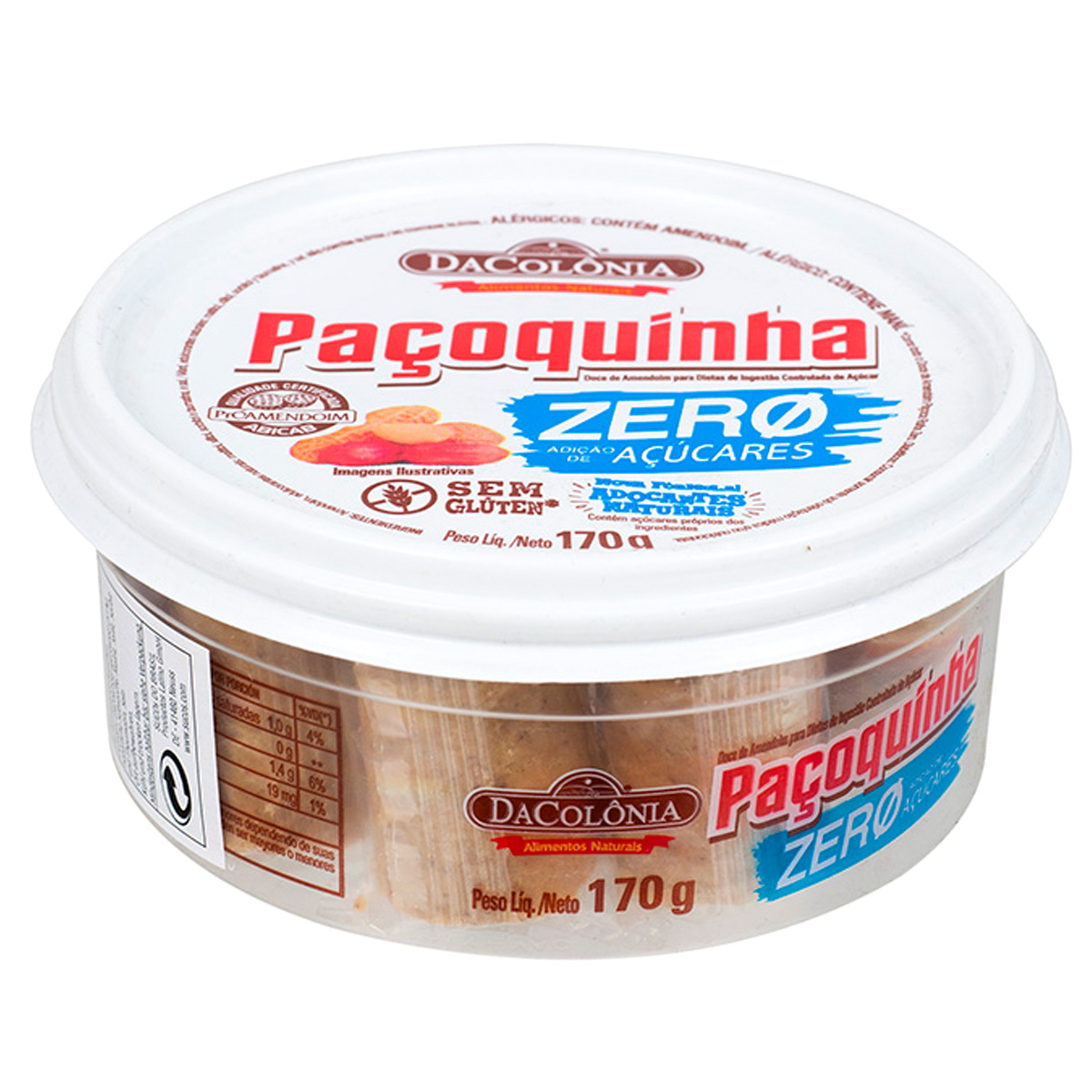 DACOLONIA Feine Erdnussriegel ohne Zucker "Pacoquinha Zero Acucares" 210g