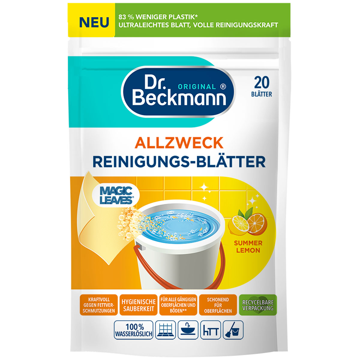 DR. BECKMANN Allzweck Reinigungs-Blätter Magic Leaves Summer Lemon 20er