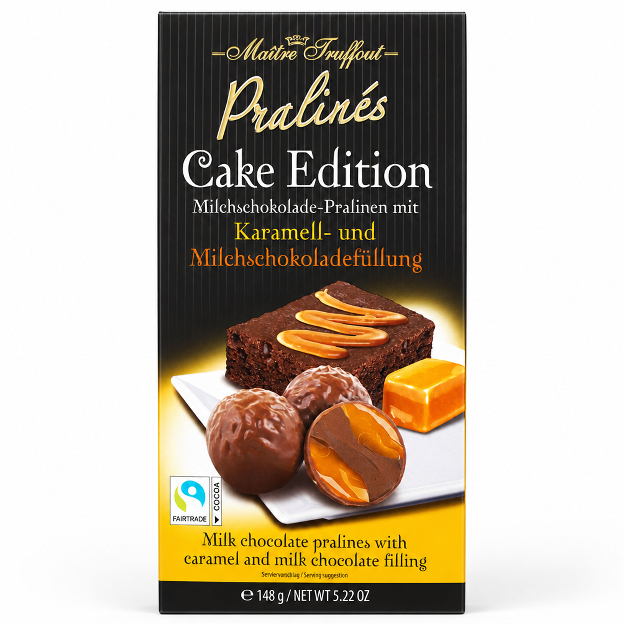 MÂITRE TRUFFOUT Pralinés Cake Edition Milchschokolade-Pralinen mit Karamell- und Milchschokoladefüllung 148g