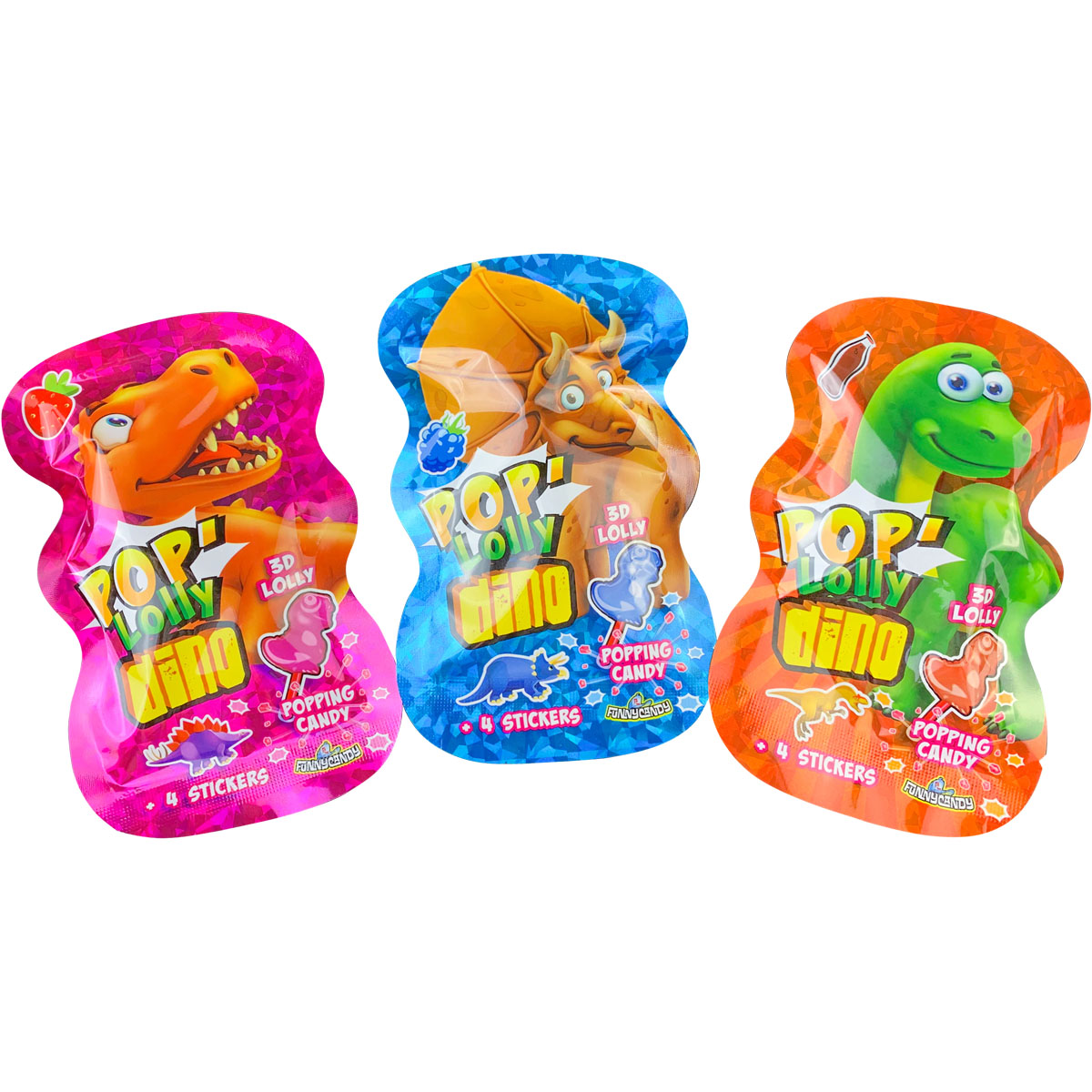 FUNNY CANDY Pop Lolly Dino 3x16g, inkl. Sticker