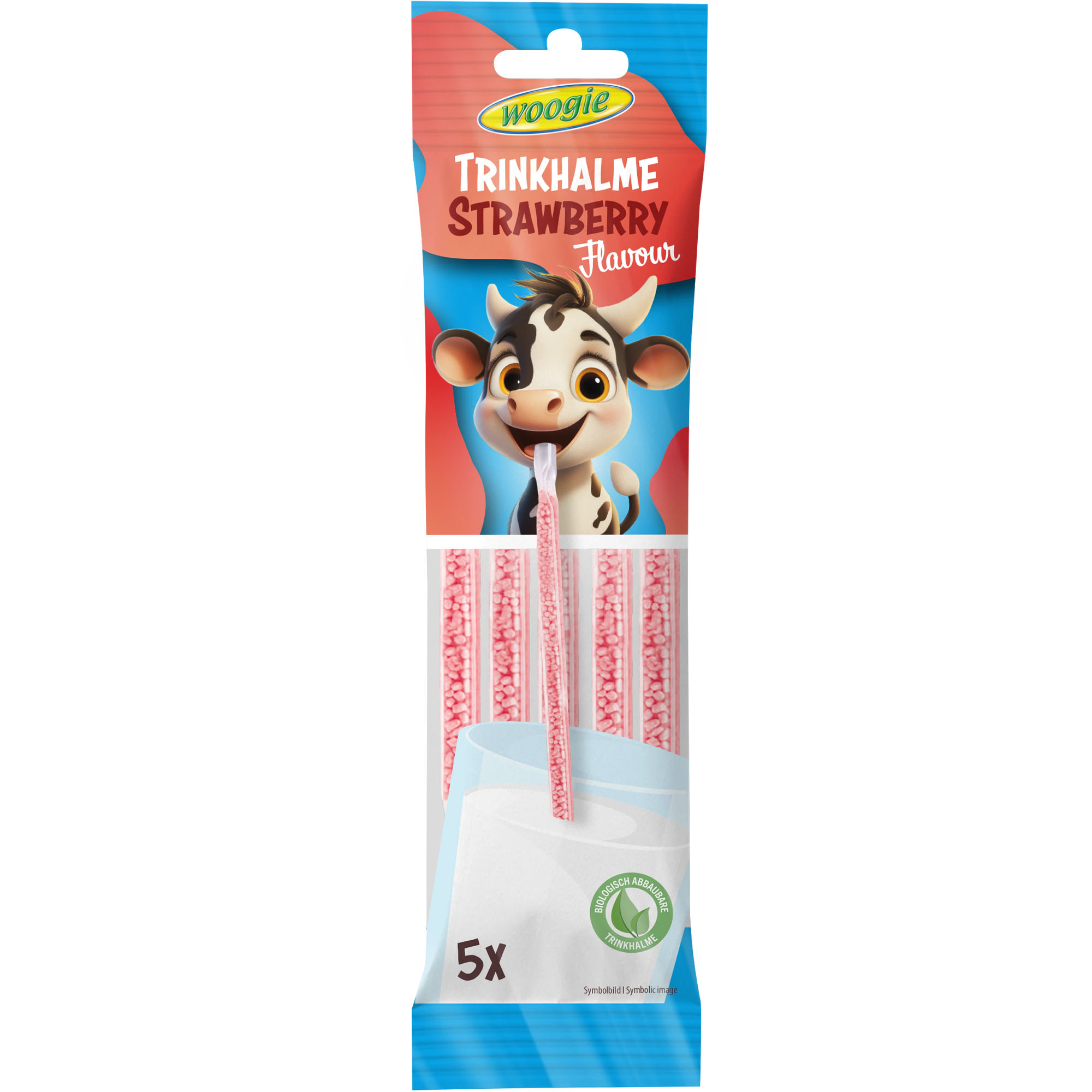 WOOGIE Trinkhalme Strawberry Flavour 5x6g (30g)
