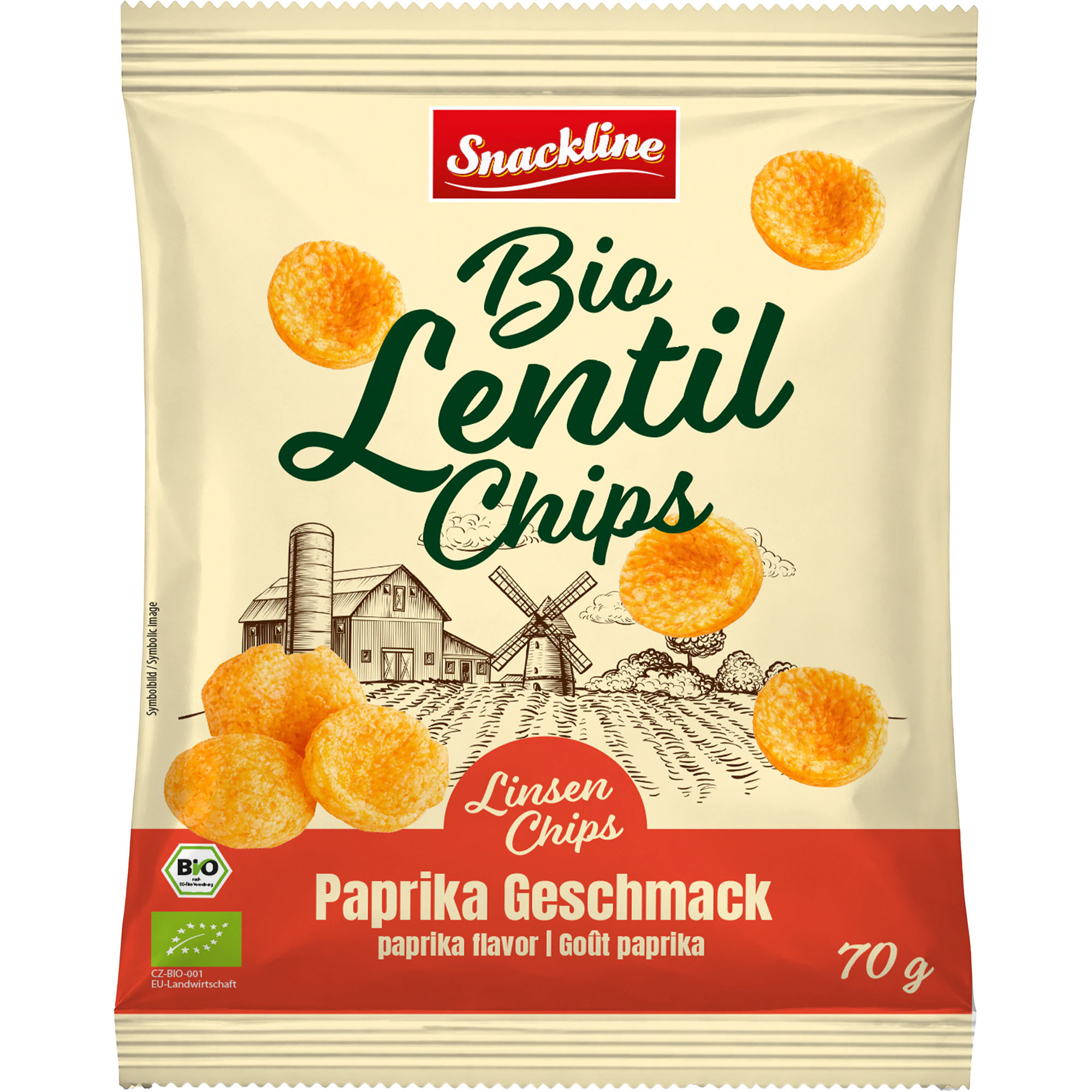 SNACKLINE Bio Linsen Chips Paprika-Geschmack 70g