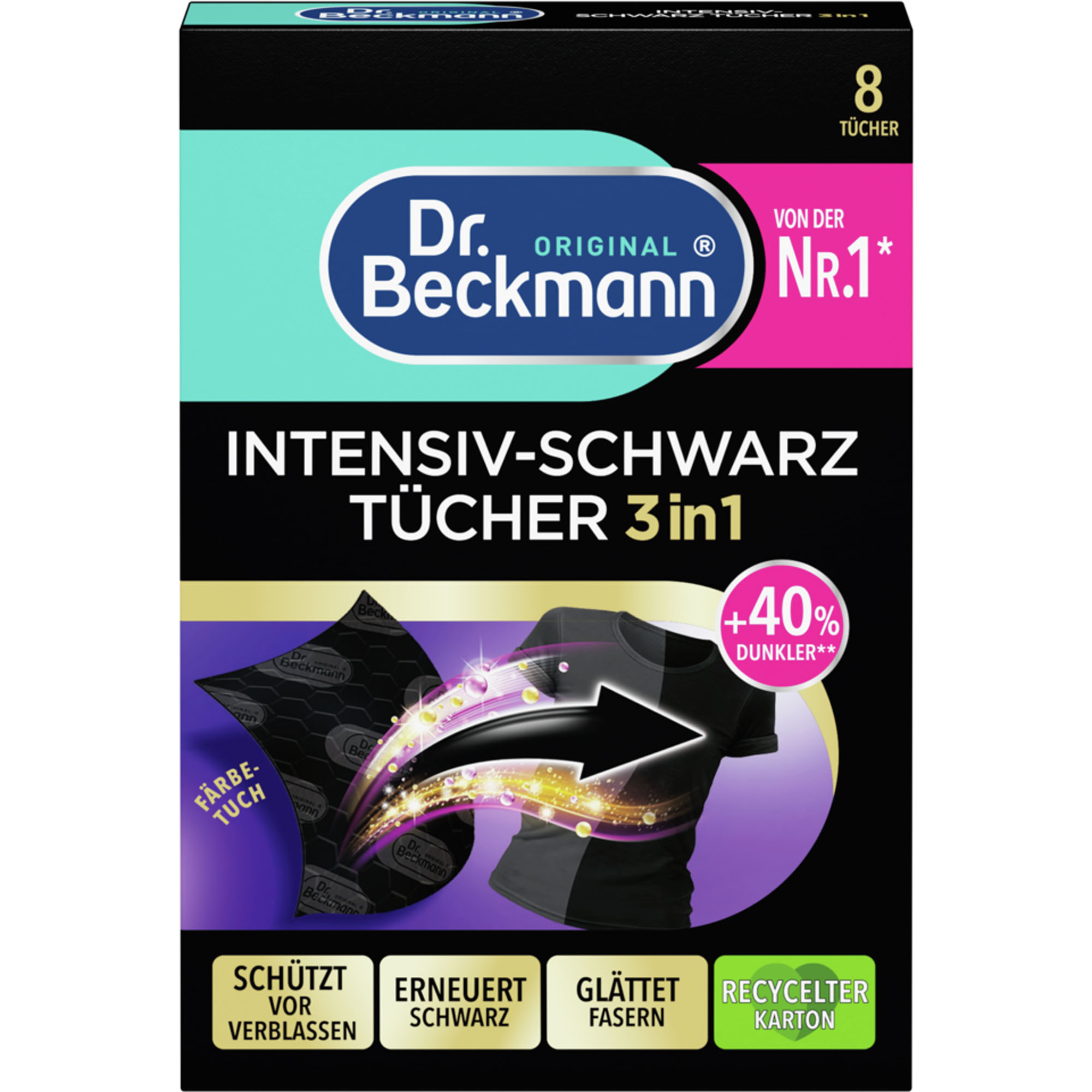 DR. BECKMANN Intensiv-Schwarz-Tücher 3in1, 8 Tücher