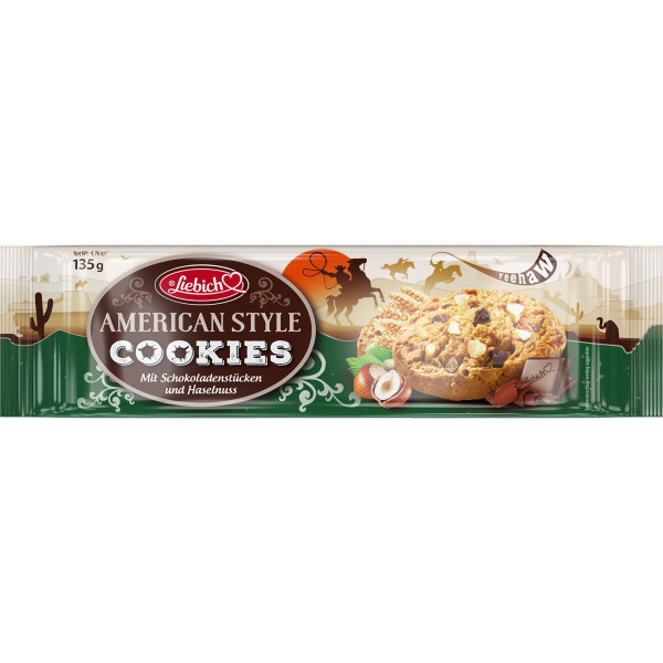 LIEBICH - American Style Cookies mit Schokoladenstückchen und Haselnuss 135g