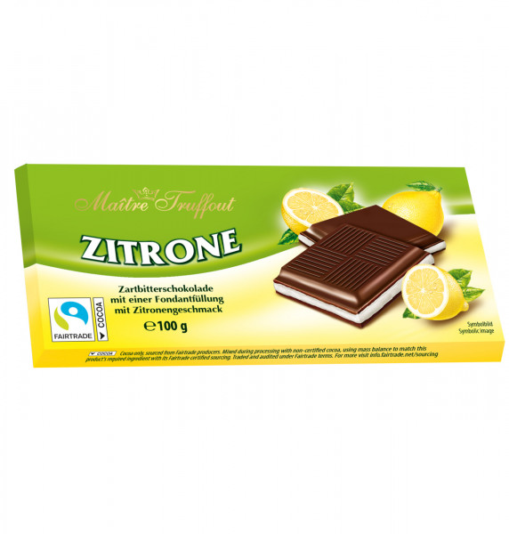 Maître Truffout - Zartbitterschokolade Zitrone 100g