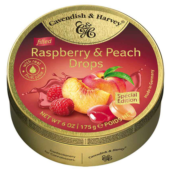 CAVENDISH & HARVEY Filled Raspberry & Peach Drops 175g
