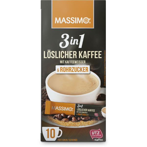 MASSIMO - 3in1 Löslicher Kaffee mit Kaffeeweißer & Rohrzucker 170g