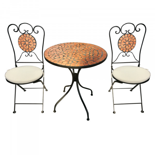 LEX - Mosaik Eisen Set Keramik mit runden Sitzkissen