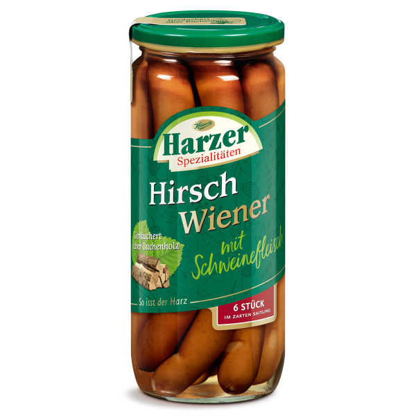 HARZER - Hirsch Wiener mit Schweinefleisch 6x42g