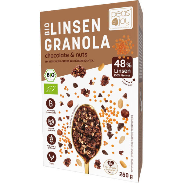 PEAS OF JOY - Bio Linsen Granola Chocolate & Nuts 250g