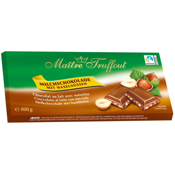 Maître Truffout - Milchschokolade mit Haselnüssen 100g