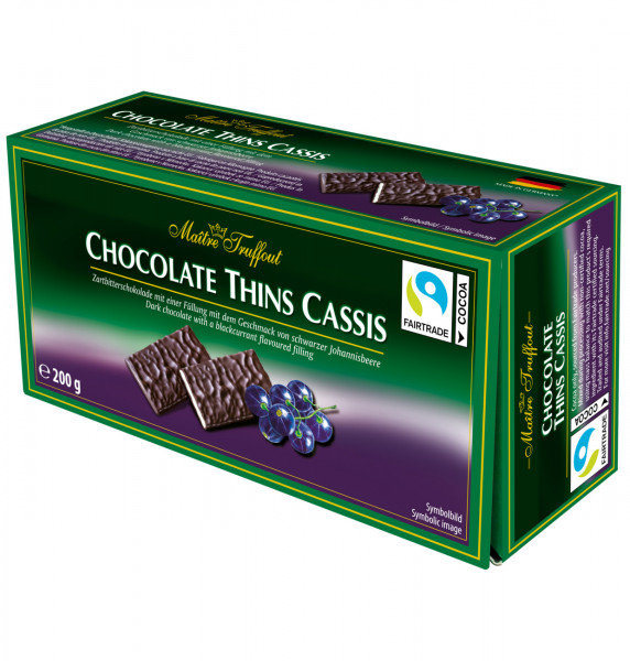 Maître Truffout - Chocolate Thins Cassis 200g