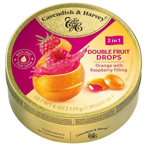 CAVENDISH & HARVEY Double Fruit Drops Orange with Raspberry filling 175g