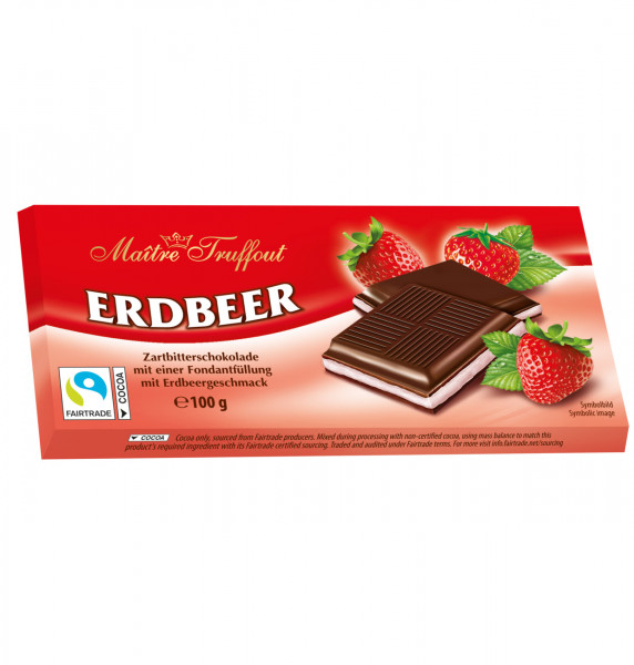 Maître Truffout - Zartbitterschokolade Erdbeere 100g