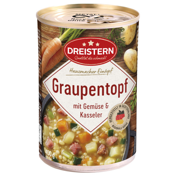 DREISTERN Graupentopf mit Gemüse & Kasseler 400g